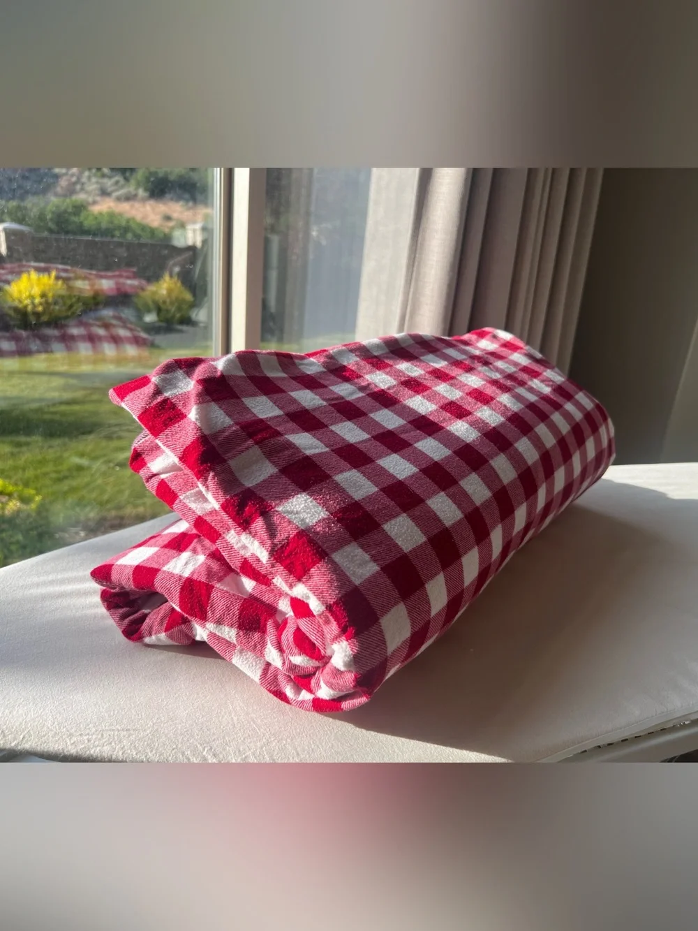 Martha Stewart Collection Full/Queen Red White Plaid Duvet Cover Reversible